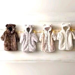 Restoration  Hardware Luxe Faux Fur White Baby Bunting